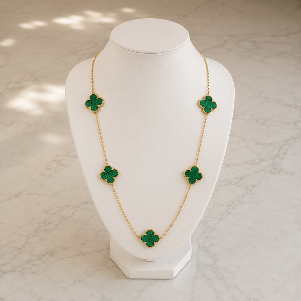 Collana Fortuna — Acciaio dorato e verde